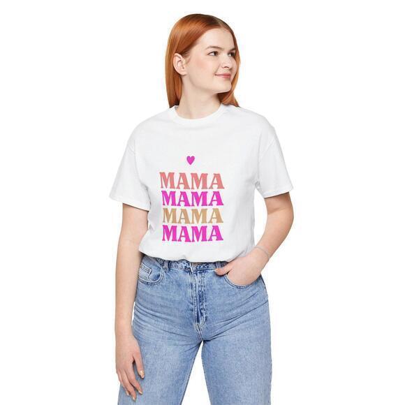 Mama Mother's Day Pink T-Shirt with Heart, Unisex Tee Shirt for Mom - Picture 1 of 8